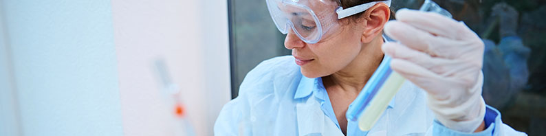 Woman with test tubes