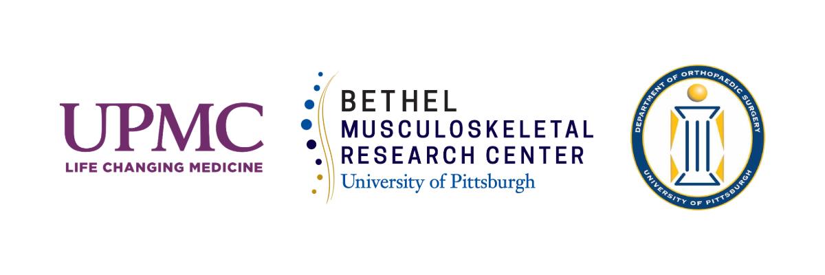 OREF and University of Pittsburgh, Pittsburgh Department of Orthopaedic Surgery and Bethel Musculoskeletal Research Center logos