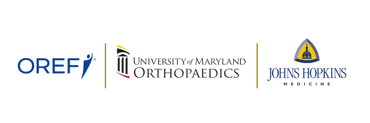 Logos of OREF, University of Maryland Orthopaedics and Johns Hopkins Medicine