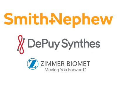 Image showing logos of Smith and Nephew, DePuy Synthes and Zimmer Biomet companies