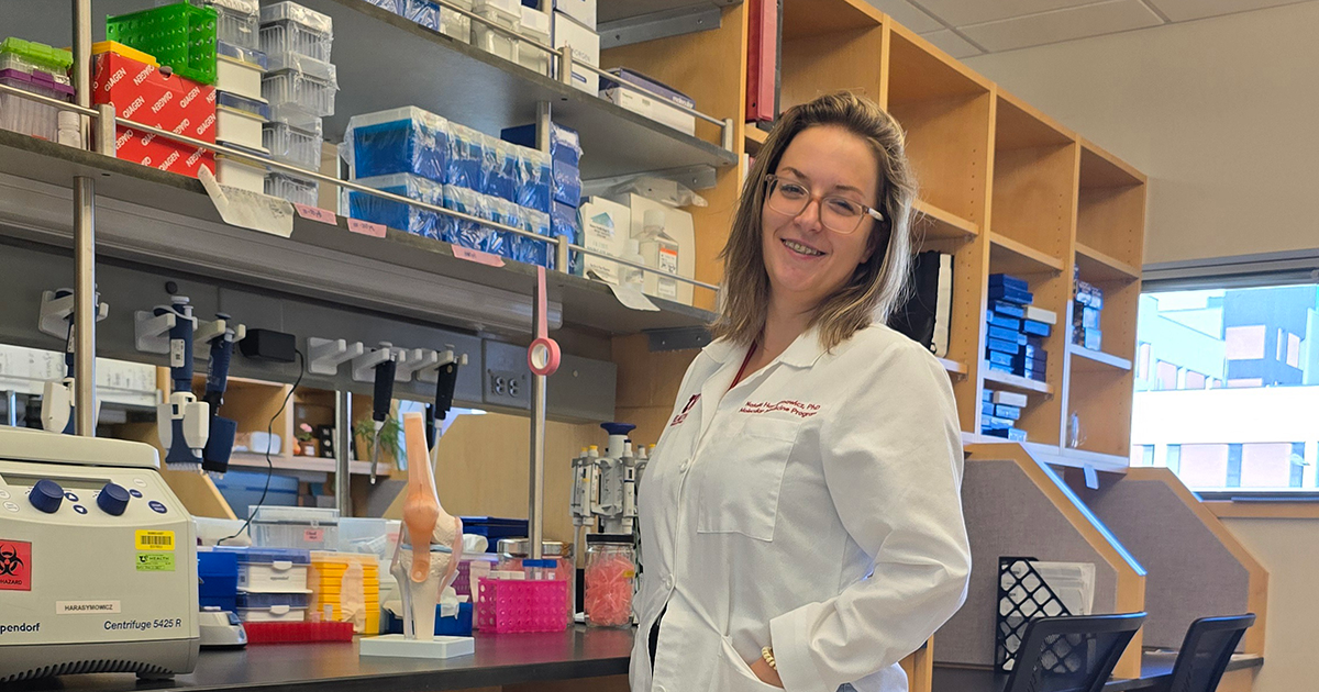 Dr. Harasymowicz in her laboratory